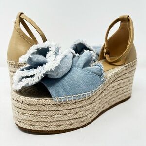 Kate Spade Denim and Tan Espadrille Wedges